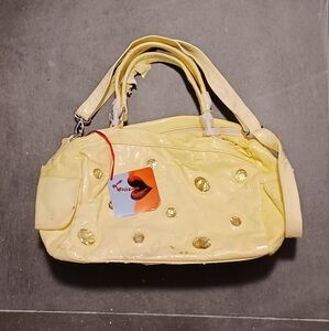 Yellow Handbag with Gold Accents